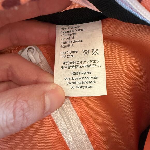 KAVU Rope Sling Bag Rust Terracotta Black Leaf Pattern Crossbody Backpack - Picture 9 of 10